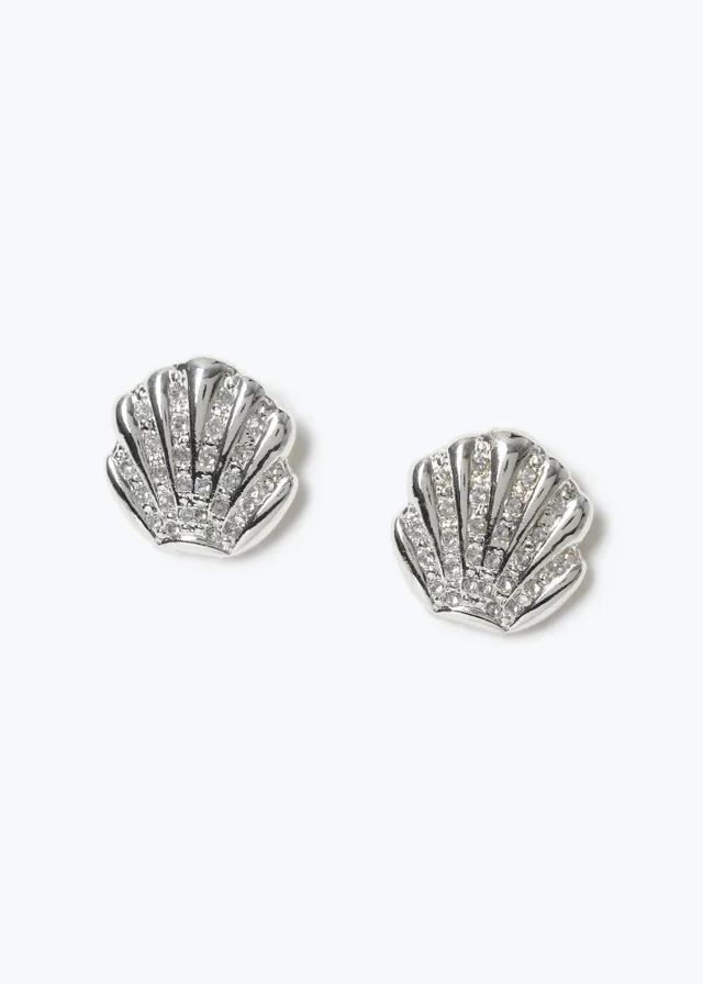 Muse Silver Mini Shell Stud Earrings