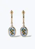 Muse Gold Blue Stripe & Lemons Drop Earrings - One Size Image 1