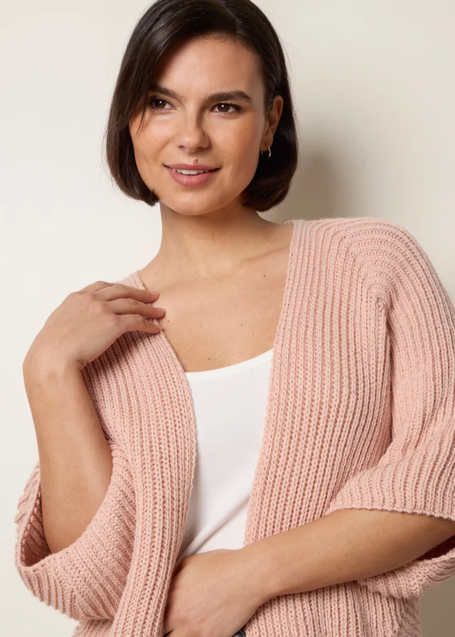 Blue Vanilla Pink Edge To Edge Rib Cardigan