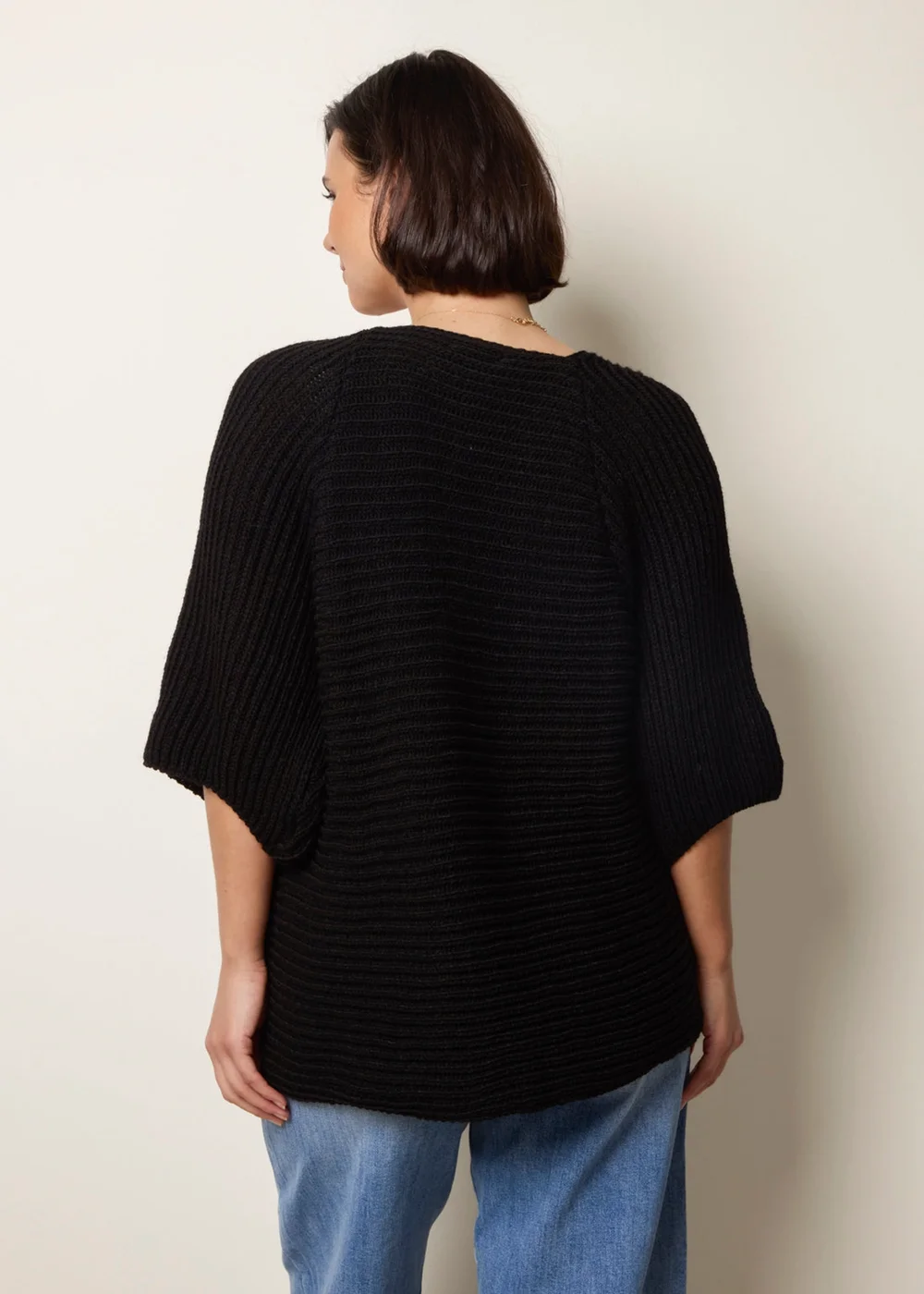 Blue Vanilla Black Edge To Edge Rib Cardigan - One Size Image 4