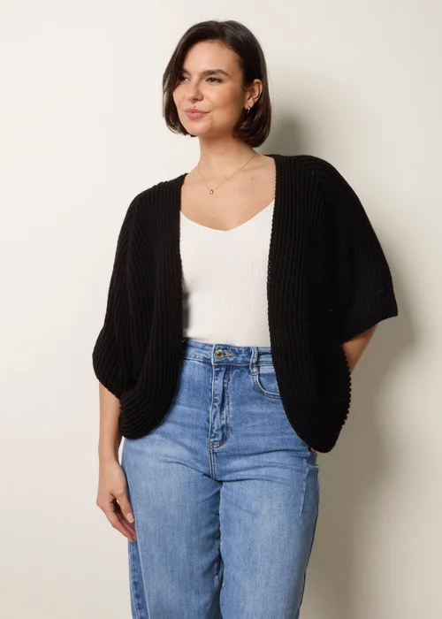 Blue Vanilla Black Edge To Edge Rib Cardigan - One Size Image 3