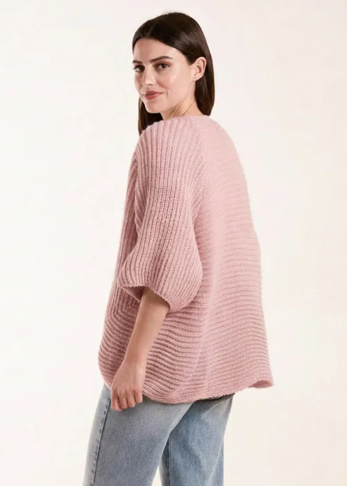 Blue Vanilla Pink Knitted Mid Length Cardigan - One Size Image 3