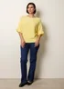 Blue Vanilla Yellow Knitted Frill Sleeve Batwing Jumper - One Size Image 3