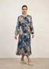 Blue Vanilla Blue Pleated Floral Dress - S Image 1
