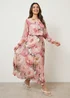 Blue Vanilla Pink Pleated Floral Dress - S Image 1