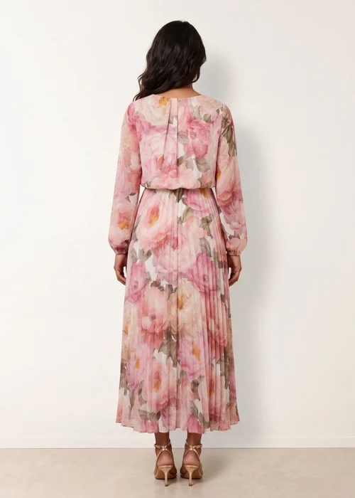 Blue Vanilla Pink Pleated Floral Dress - M Image 3