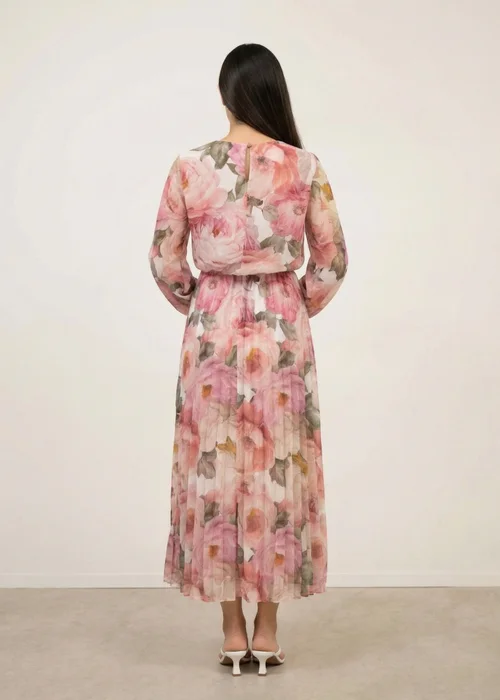 Blue Vanilla Pink Pleated Floral Dress - S Image 3