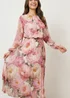 Blue Vanilla Pink Pleated Floral Dress - S Image 2