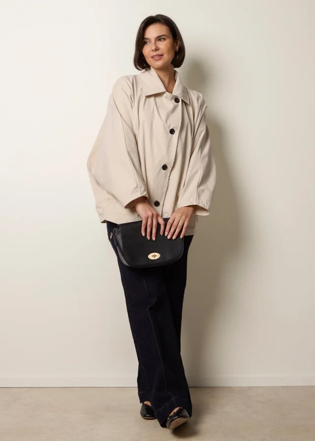 Blue Vanilla Beige Oversized Short Length Trench Coat
