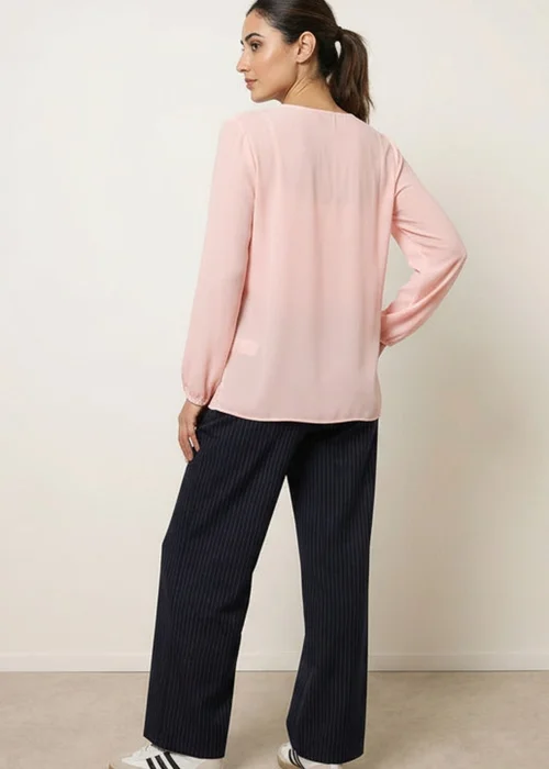 Blue Vanilla Pink Long Sleeve Pleated Top - S/M Image 4