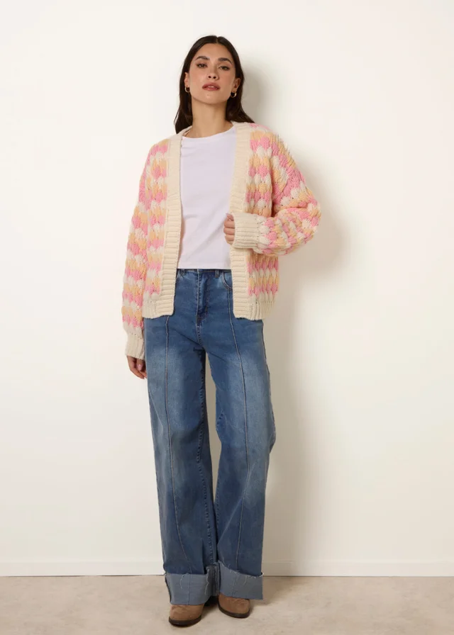 Blue Vanilla Pink Multicoloured Striped Cardigan