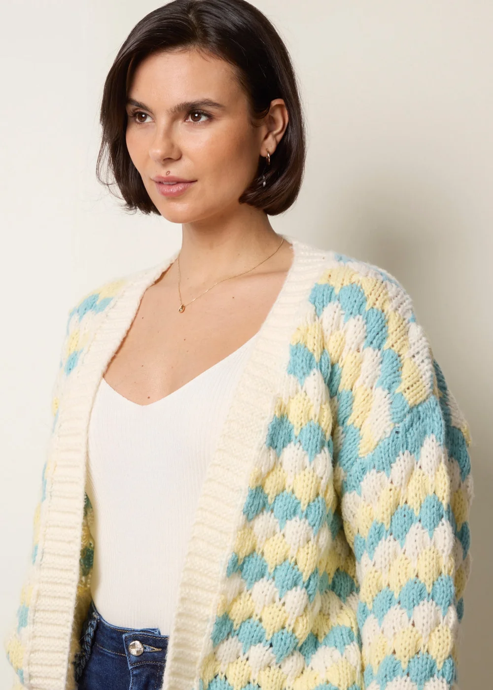 Blue Vanilla Aqua Multicoloured Striped Cardigan - S/M Image 2
