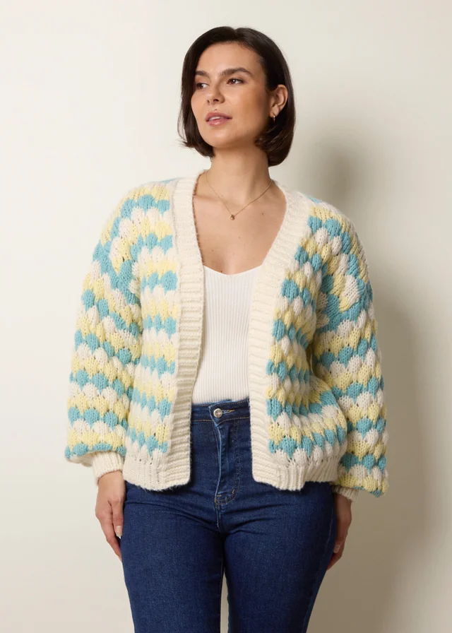 Blue Vanilla Aqua Multicoloured Striped Cardigan