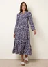 Blue Vanilla Navy Button Front Collared Midi Dress - S/M Image 1
