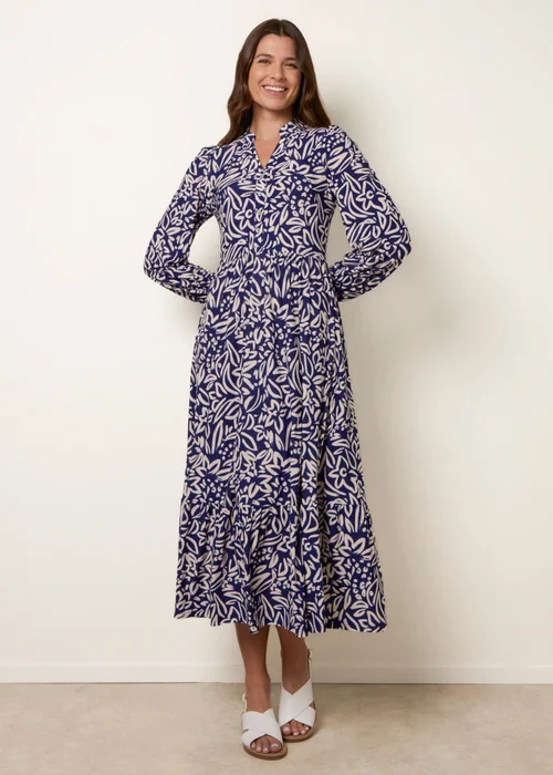 Blue Vanilla Navy Button Front Collared Midi Dress - S/M Image 3