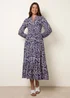 Blue Vanilla Navy Button Front Collared Midi Dress - S/M Image 3
