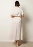 Blue Vanilla Cream Linen Belted Dress With Feather Embroidery - S Image 4