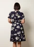 Blue Vanilla Navy Elasticated Frill High Neck Floral Mini Dress - S/M Image 4