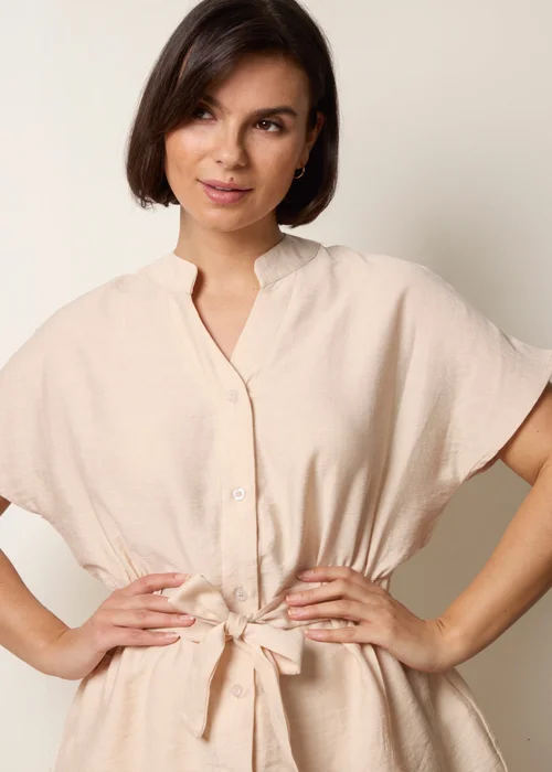 Blue Vanilla Beige Two Piece Belted Co-Ord Set - L Image 2