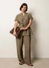 Blue Vanilla Khaki Two Piece Belted Co-Ord Set - S Image 2