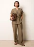 Blue Vanilla Khaki Two Piece Belted Co-Ord Set - S Image 1