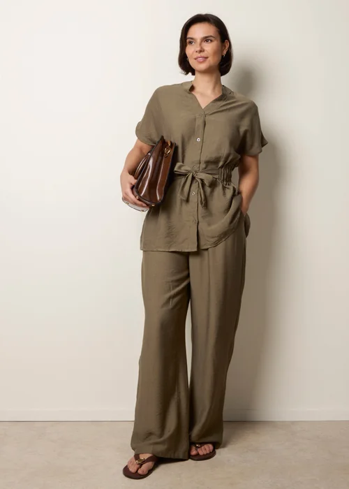 Blue Vanilla Khaki Two Piece Belted Co-Ord Set - S Image 3