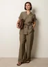 Blue Vanilla Khaki Two Piece Belted Co-Ord Set - S Image 3