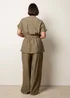 Blue Vanilla Khaki Two Piece Belted Co-Ord Set - S Image 5