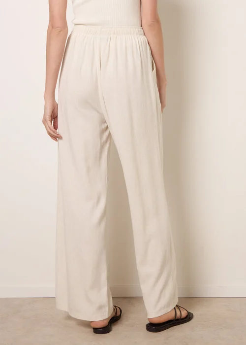 Blue Vanilla Cream Linen-Blend Drawstring Trousers - S Image 4