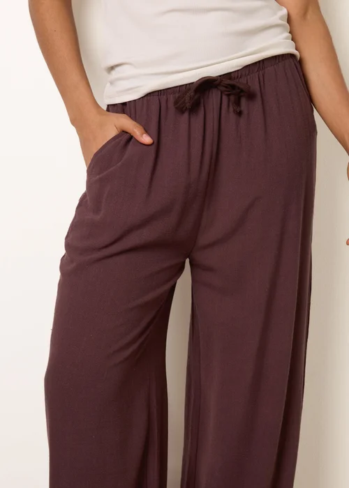 Blue Vanilla Brown Linen-Blend Drawstring Trousers - L Image 3