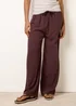Blue Vanilla Brown Linen-Blend Drawstring Trousers - L Image 2