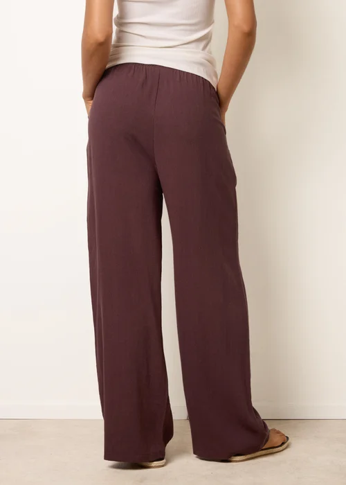 Blue Vanilla Brown Linen-Blend Drawstring Trousers - L Image 4