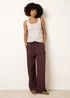 Blue Vanilla Brown Linen-Blend Drawstring Trousers - L Image 1