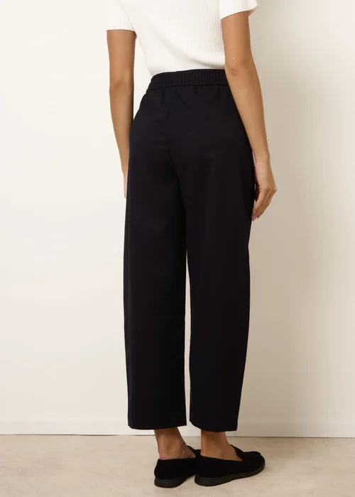 Blue Vanilla Navy Elastic Waist Drawstring Trousers - M Image 4