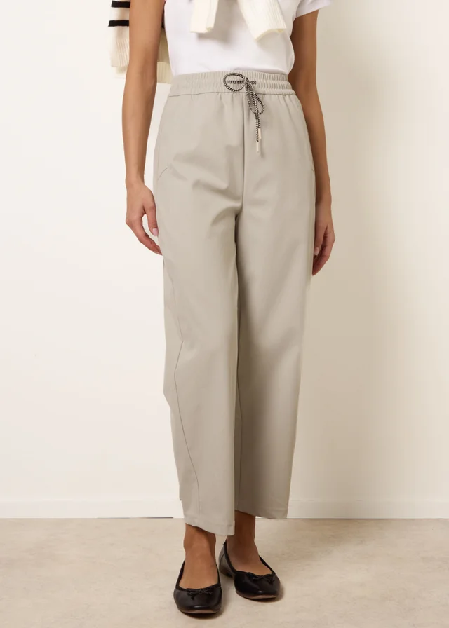 Blue Vanilla Stone Elastic Waist Drawstring Trousers