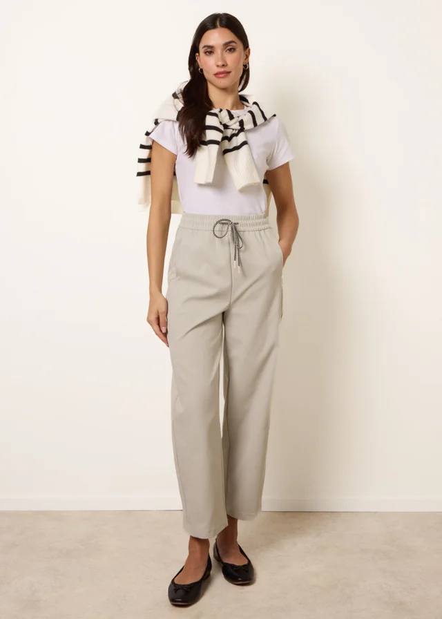 Blue Vanilla Stone Elastic Waist Drawstring Trousers