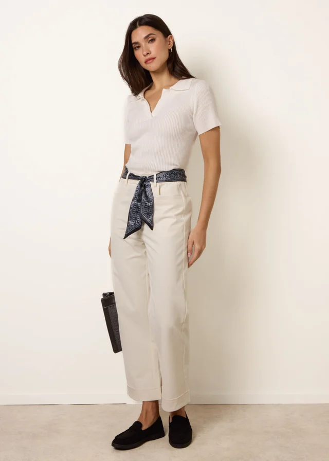 Blue Vanilla White Scarf Belt Trousers