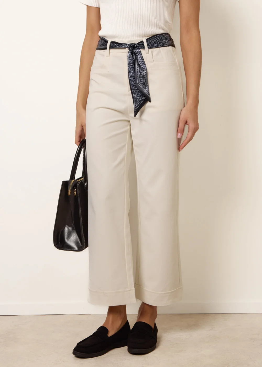 Blue Vanilla White Scarf Belt Trousers - M Image 2