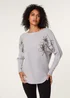 Blue Vanilla Grey Embroidered Long Sleeve Jumper - S/M Image 1