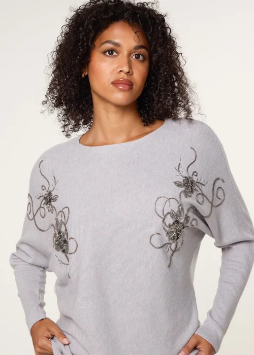 Blue Vanilla Grey Embroidered Long Sleeve Jumper - S/M Image 3