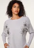 Blue Vanilla Grey Embroidered Long Sleeve Jumper - S/M Image 3