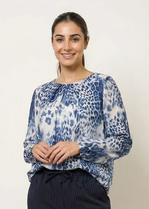Blue Vanilla Blue Animal Print Round Neck Top - S/M Image 1
