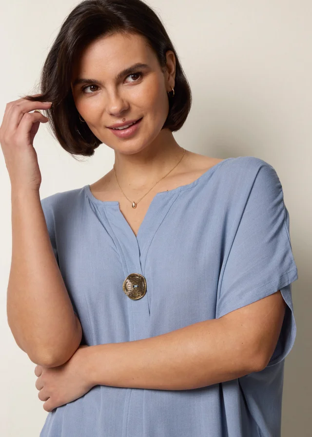 Blue Vanilla Blue Short-Sleeve Tunic Top