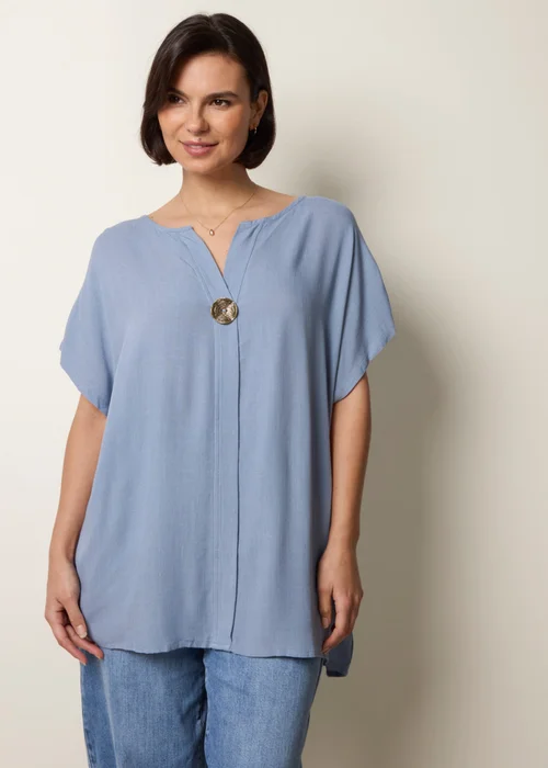 Blue Vanilla Blue Short-Sleeve Tunic Top - S/M Image 3