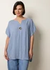 Blue Vanilla Blue Short-Sleeve Tunic Top - S/M Image 3