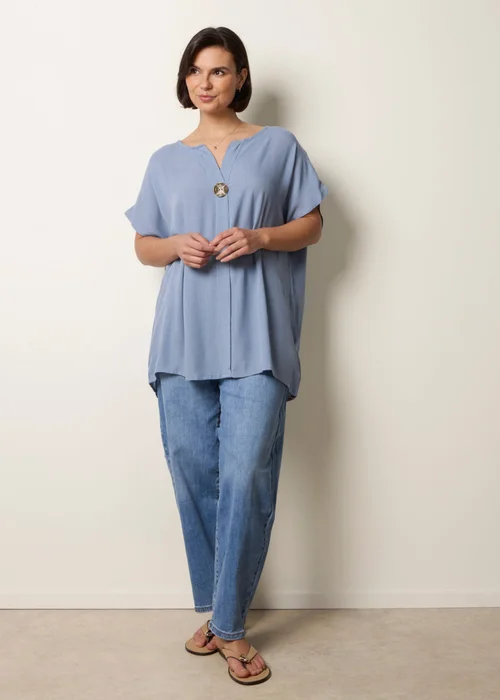 Blue Vanilla Blue Short-Sleeve Tunic Top - S/M Image 2