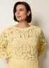 Blue Vanilla Yellow Flower Crochet Long Sleeve Top - S/M Image 3