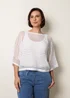 Blue Vanilla Ivory Round Neck Net Top - M/L Image 1