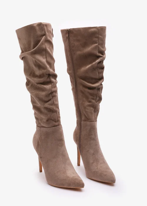 Where's That From Goldie Camel Faux Suede Knee High Heeled Boot - 8 Image 4