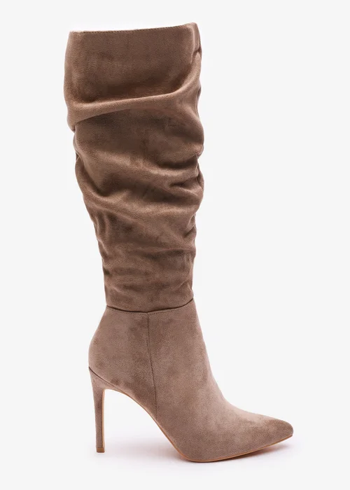 Where's That From Goldie Camel Faux Suede Knee High Heeled Boot - 8 Image 2